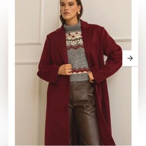 Line & dot Burgundy Long Coat